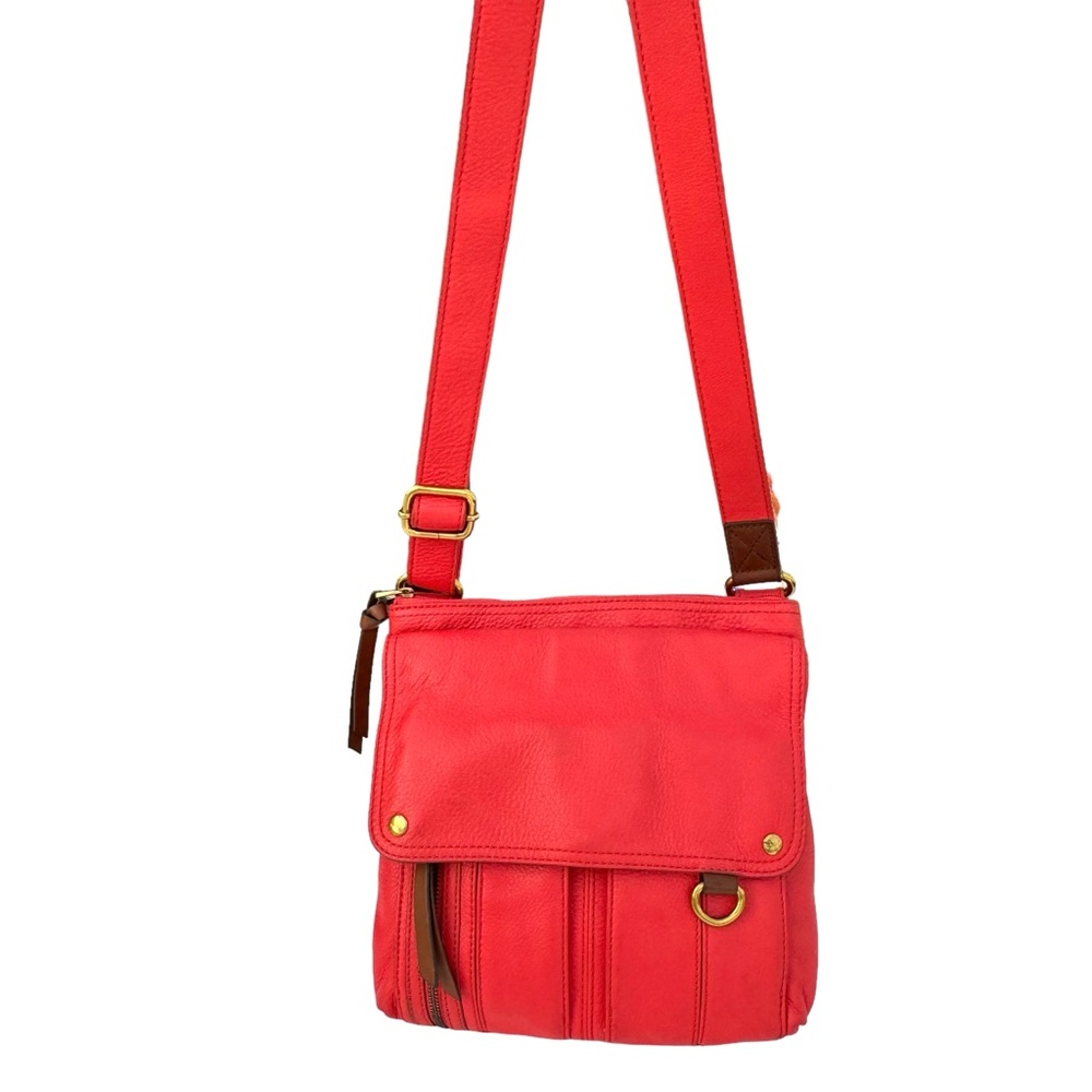 Fossil Morgan Traveler Crossbody Red Leather Large Messenger Bag
